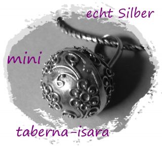 KLANGKUGEL mit Lederband Anhänger mini 12 mm 925er Silber Amulett K75