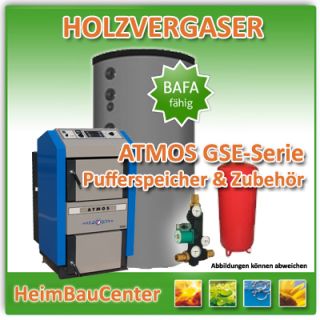 ATMOS   Holzvergaser Set DC 40 GSE + 3x 1000 Liter Puffersp.