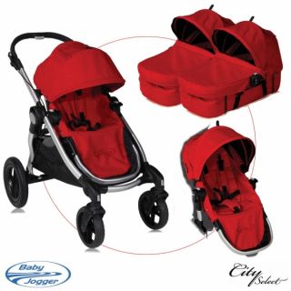Baby Jogger City Select Zwillingskinderwagen mit 2 Sitzen + 2 Wannen