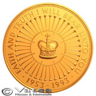 Großbritannien 5 Pfund 40. Krönungsjubiläum 1993 Gold