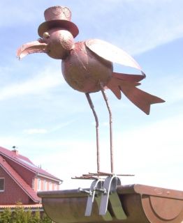 Vogel aus Metall Dachschmuck für die Dachrinne 42cm CU