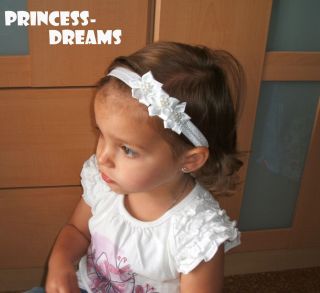 Princess Dreams Baby Maedchen Reborn Haarband Stirnband weiss Blume