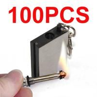 100PCS Durable Cigar Cigarette Matchbox Keyring Chain Lighter Gadget