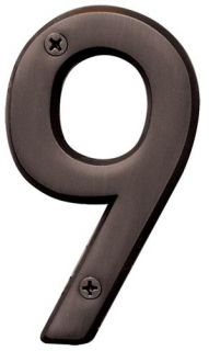 Hy Ko BR 420WB/9 4 Brass House Number 9, Oil Rubbed Bronze