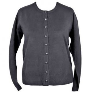Black Plus Size Crew Neck Long Sleeve Cardigan Sweater