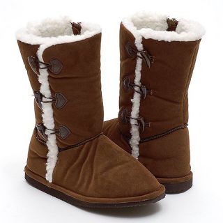 Little Girls Shoes Brown Fur Suede Mid Calf Boots 8 4 IM Link Shoes