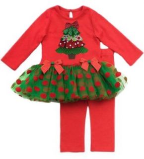 Girls Rare Editions Ribbon Christmas Tree Tutu Dress Set