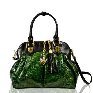 Marino Orlandi Designer Emerald Green Croc Leather Purse Oversized Bag