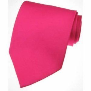 BRAND NEW Mens Necktie Solid Fuchsia Pink Satin Neck TIE