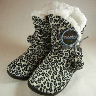 Plush Leopard Print Womens Slipper Boots (XL (11 12), Black) Shoes