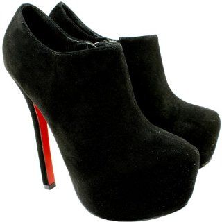 Black Suede High Stiletto Heel Platform Ankle Shoe Boots 10 Shoes