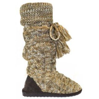 MUK LUKS Womens Marled Celtic Cable Bootie,Camel Marl,10 M US Shoes