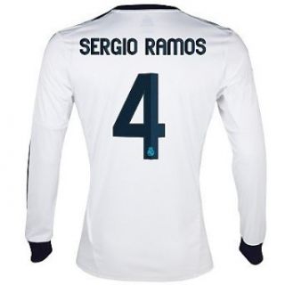 SERGIO RAMOS #4 Real Madrid Home Jersey Long Sleeve 2012 13 Clothing