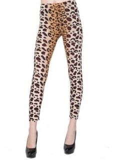 Basic Leopard Print Leggings   Tan/Brown   Size Medium