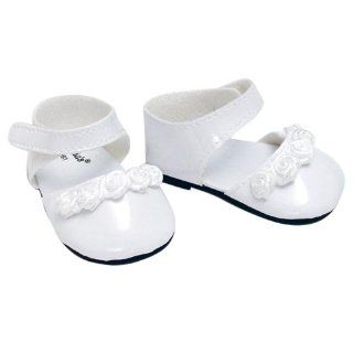 18 Inch Doll Dress Shoes for American Girl Dolls in White Patent