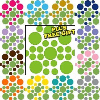 Lime Green / Nut Brown Circles Polka Dots Vinyl Wall