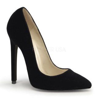 5 inch Stiletto Heel Pointy Toe Pump Black Velvet Shoes