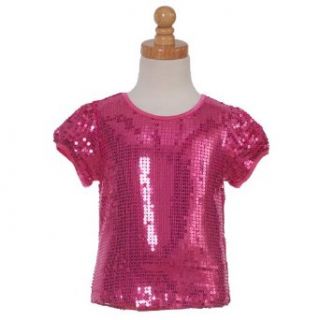 Lipstik Designer Fuchsia Sequin Little Girls Shirt 4