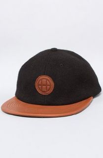 HUF The Leather Circle H 6 Panel Cap in Black Clothing