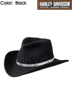 Harley Davidson Hats Crushable Cowboy Wool HD 162 Black
