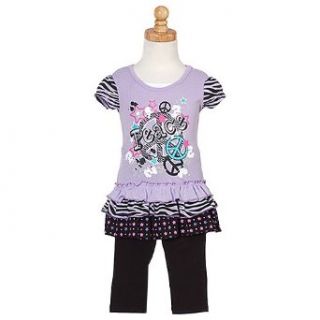 2B Real Infant Girl Purple Peace Star Ruffle Outfit 12M