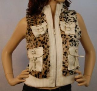 Faux Fur Leopard Vest (Medium) Clothing