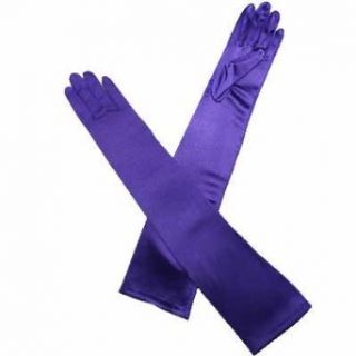 Purple Long Satin 3/4 Arm Elbow Length Gloves Clothing
