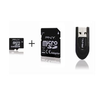 PNY Micro SD Optima Class 4 16Go avec adaptateurs SD et USB   Vitesse