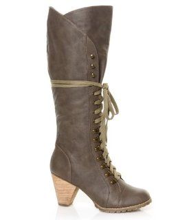 Chelsea Crew Zora Lace Up Knee High Boots   Khaki 36 Shoes