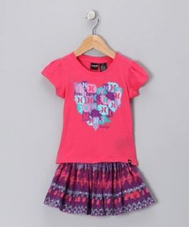 Hurley Baby/Infant Girls Coral Sunset Heart Tee & Skirt