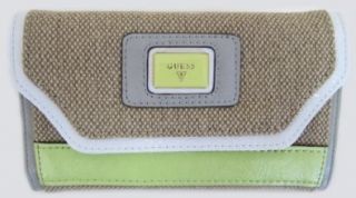  Guess Talina Canvas SLG Slim Clutch Wallet, Lime Multi Shoes