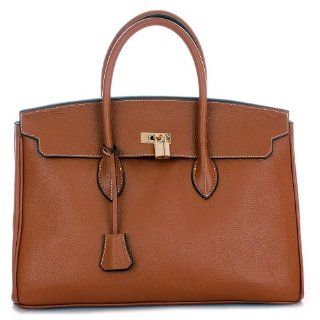 Fauve Whisky Brown & Gold GRACE 40 Leather Tote Bag Handbag Shoes