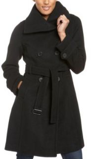 Marc New York Womens Double Breasted Belted Coat, Black