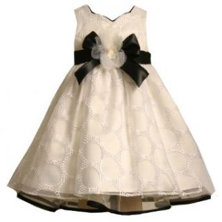 Size 4T BNJ 7372R IVORY EMBROIDERED CIRCLE SHEER ORGANZA
