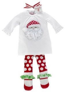 Mud Pie Santa Tunic And Sock Leggings, White/Red Polka