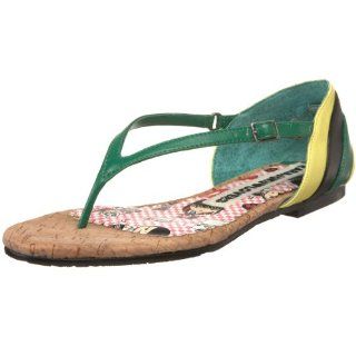 Lovers Womens Kroepel Thong Sandal,Green/Black,5.5 M US Shoes
