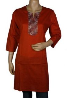 Cotton kurta with Embroidered Neck Design Top Tunic
