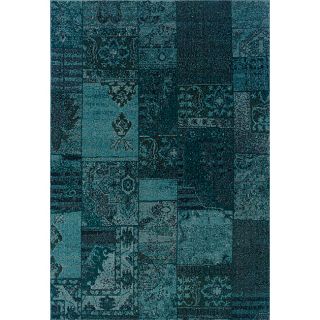 Teal/ Gray Transitional Area Rug (910 x 1210)