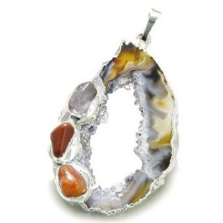Brazilian Lucky Agate Slice Charm with Multi Tumbled