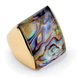 Angelina DAndrea 14k Gold plated Abalone Square Ring