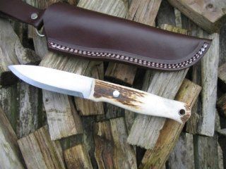 Bushcraft Knife   Woodlore Clone   Stag Antler Handle