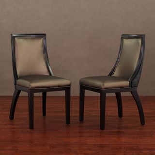 Park Avenue Black Croco/ Bronze Leather Dining Chair (Set of 2