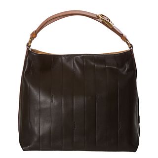 Fendi Pequin Black Tonal stripe Leather Hobo Bag