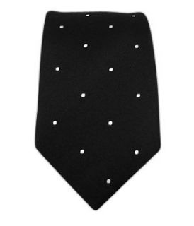 100% Silk Woven Black and White Satin Dot Skinny Tie