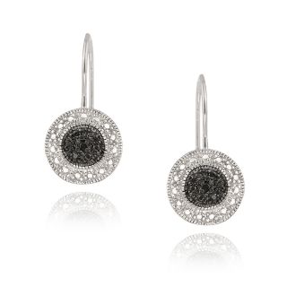 DB Designs Sterling Silver Black Diamond Accent Circle Dangle Earrings