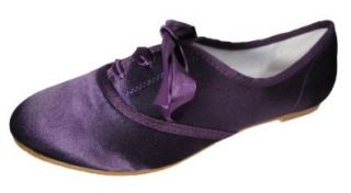  Andres Machado Womens PURPLE Satin Flats Big Size Shoes 45 Shoes
