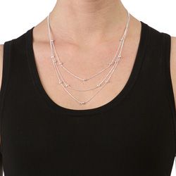 Sterling Silver 20 inch 3 strand Disco Ball Necklace (1 mm