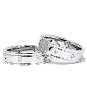 .50CT Princess Cut Diamond Matching Wedding Ring Set