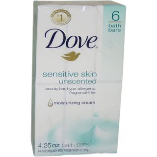 Dove Sensitive Skin Unscented Moisturizing 4.25 ounce Bath Bar (Pack