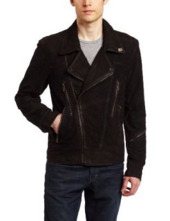 William Rast Mens Leather Jacket,Charcoal Grey,X Large